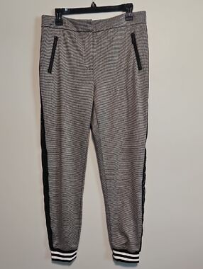 Karl Lagerfeld Black and White Houndstooth Jogger Trouser Pants